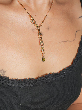 Turtle Tears Green Tourmaline Teardrop Cut Charm in Yellow 14k Gold