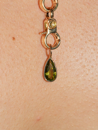 Turtle Tears Green Tourmaline Teardrop Cut Charm in Yellow 14k Gold