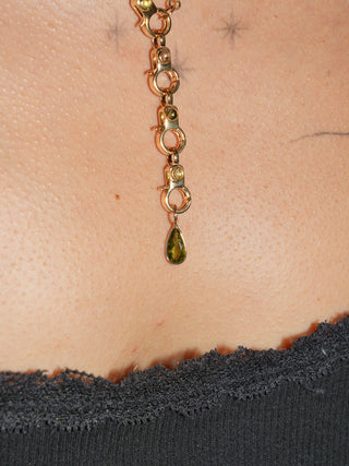 Turtle Tears Green Tourmaline Teardrop Cut Charm in Yellow 14k Gold