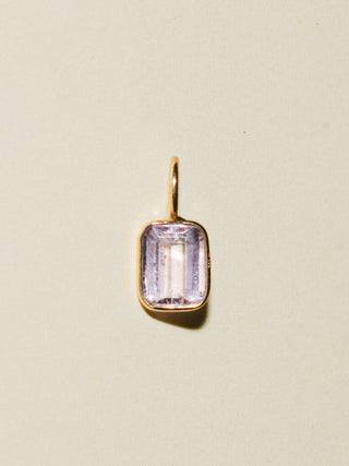 Kiss me Pink Tourmaline Emerald Cut Charm in Yellow 14k Gold