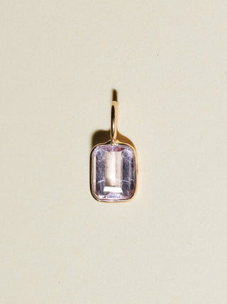 Kiss me Pink Tourmaline Emerald Cut Charm in Yellow 14k Gold