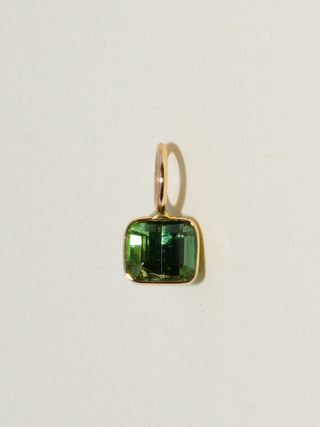 Treat Green Tourmaline Emerald Cut Charm in Yellow 14k Gold