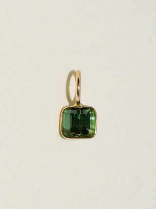 Treat Green Tourmaline Emerald Cut Charm in Yellow 14k Gold