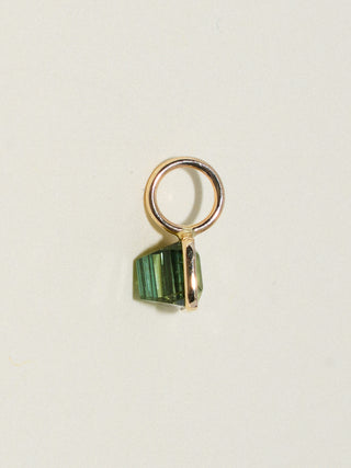 Treat Green Tourmaline Emerald Cut Charm in Yellow 14k Gold