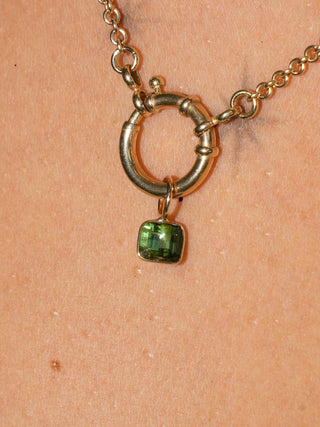 Treat Green Tourmaline Emerald Cut Charm in Yellow 14k Gold