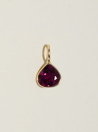 Candy Pink Tourmaline Pear Cut Charm in Yellow 14k Gold