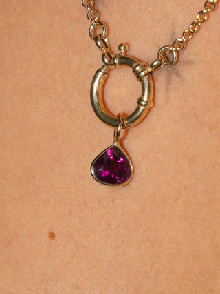 Candy Pink Tourmaline Pear Cut Charm in Yellow 14k Gold
