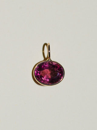 Agua Fresca Pink Tourmaline East West Oval Cut Charm in Yellow 14k Gold