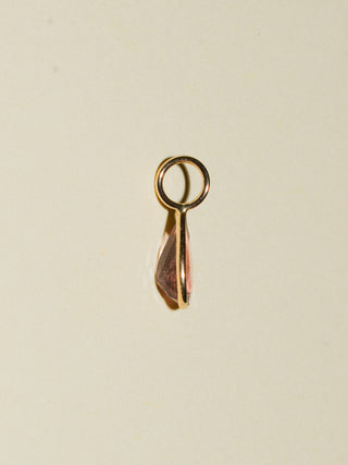 Peach Bellini Pink Tourmaline Teardrop Cut Charm in Yellow 14k Gold