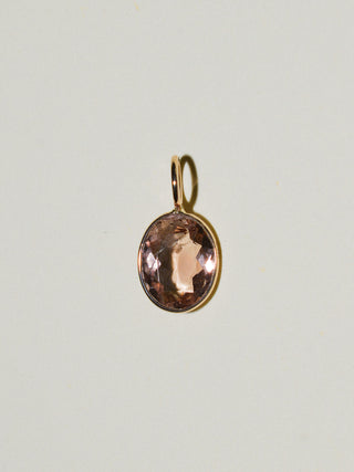 Golden Hour Tourmaline Oval Cut Charm in Yellow 14k Gold