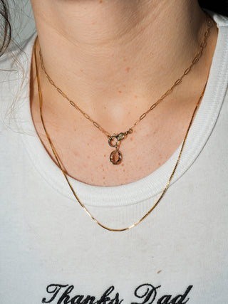 Golden Hour Tourmaline Oval Cut Charm in Yellow 14k Gold