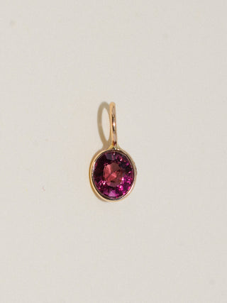 pinky swear Pink Tourmaline Oval Cut Charm in Yellow 14k Gold