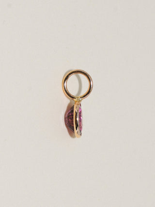 pinky swear Pink Tourmaline Oval Cut Charm in Yellow 14k Gold