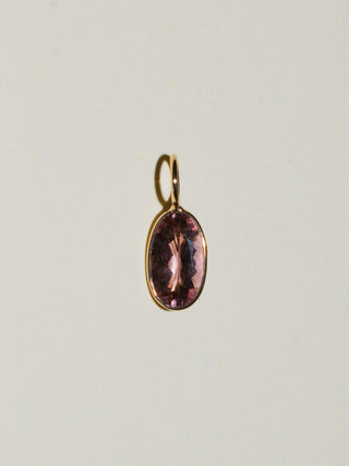 Peach Ring Tourmaline Oval Cut Charm in Yellow 14k Gold