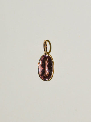 Peach Ring Tourmaline Oval Cut Charm in Yellow 14k Gold