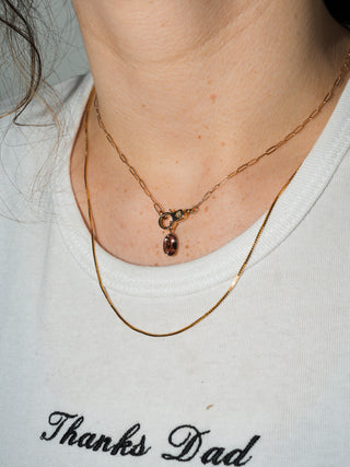 Peach Ring Tourmaline Oval Cut Charm in Yellow 14k Gold