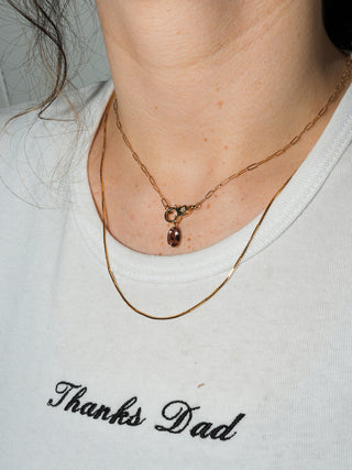 Peach Ring Tourmaline Oval Cut Charm in Yellow 14k Gold