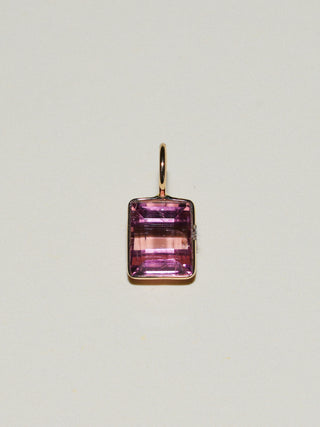 Wanda Pink Tourmaline Emerald Cut Charm in Yellow 14k Gold