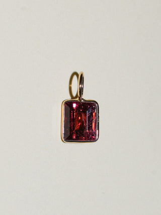 Flip Flop Pink Tourmaline Emerald Cut Charm in Yellow 14k Gold