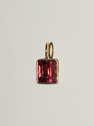 Flip Flop Pink Tourmaline Emerald Cut Charm in Yellow 14k Gold
