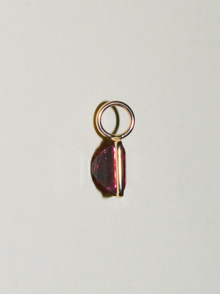 Flip Flop Pink Tourmaline Emerald Cut Charm in Yellow 14k Gold
