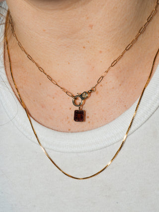 Flip Flop Pink Tourmaline Emerald Cut Charm in Yellow 14k Gold