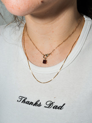 Flip Flop Pink Tourmaline Emerald Cut Charm in Yellow 14k Gold