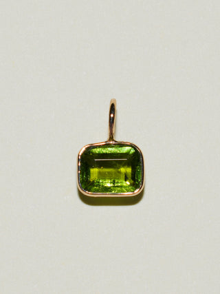 Figgy Tourmaline East West Emerald Cut Charm in Yellow 14k Gold