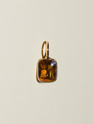 Favorite Tree Brown Tourmaline Emerald Cut Charm in Yellow 14k Gold