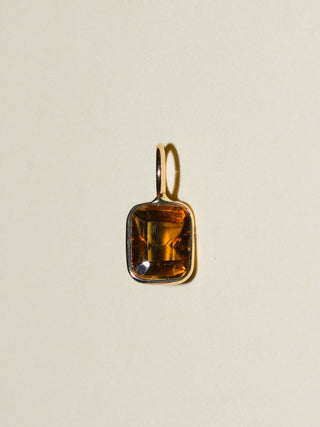 Favorite Tree Brown Tourmaline Emerald Cut Charm in Yellow 14k Gold