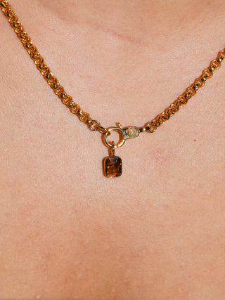 Favorite Tree Brown Tourmaline Emerald Cut Charm in Yellow 14k Gold