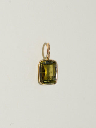Scenic Route Green Tourmaline Emerald Cut Charm in Yellow 14k Gold
