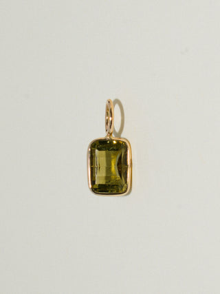 Scenic Route Green Tourmaline Emerald Cut Charm in Yellow 14k Gold