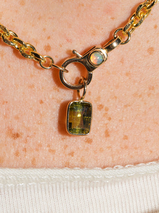 Scenic Route Green Tourmaline Emerald Cut Charm in Yellow 14k Gold