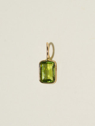 Spooky Green Tourmaline Emerald Cut Charm in Yellow 14k Gold