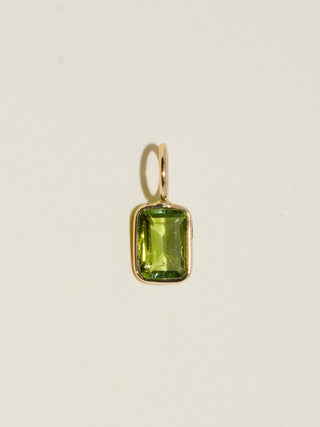Spooky Green Tourmaline Emerald Cut Charm in Yellow 14k Gold