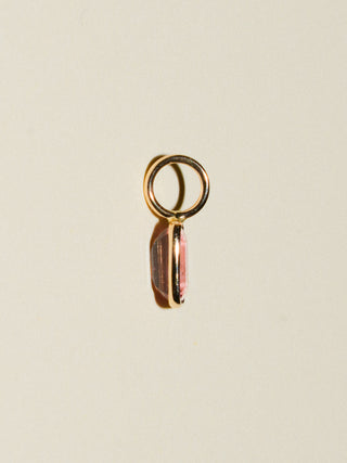 Rosie Cheeks Pink Tourmaline Emerald Cut Charm in Yellow 14k Gold
