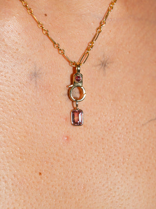 Sun Kiss Sun Bliss Pink Tourmaline Emerald Cut Charm in Yellow 14k Gold
