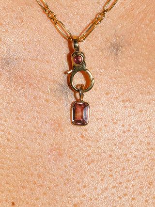 Sun Kiss Sun Bliss Pink Tourmaline Emerald Cut Charm in Yellow 14k Gold