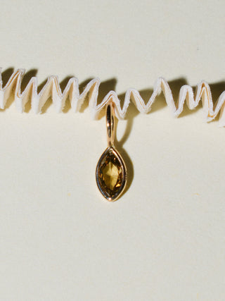 Mocha Brown Diamond Marquise Cut Charm in Yellow 14k Gold