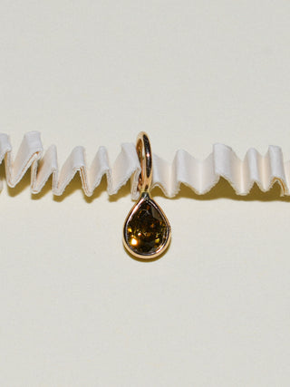 Lime Drops Yellow-Green Diamond Teardrop Cut Charm in Yellow 14k Gold