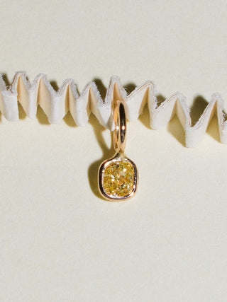 Lemon Head Yellow Diamond Cushion Cut Charm in Yellow 14k Gold