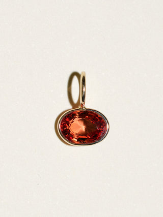 Orange Pepper Sapphire East West Oval Cut Charm in Yellow 14k Gold