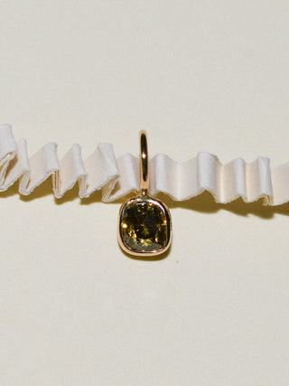 Margarita Yellow-Green Diamond Cushion Cut Charm in Yellow 14k Gold