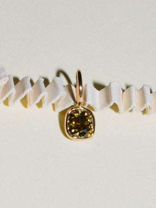 Margarita Yellow-Green Diamond Cushion Cut Charm in Yellow 14k Gold