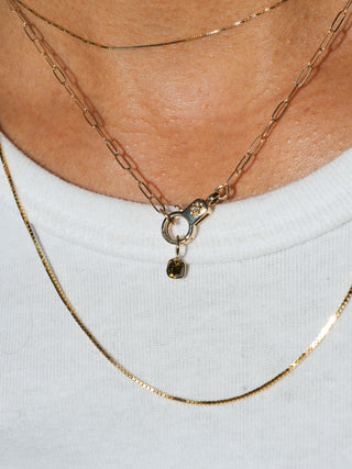 Margarita Yellow-Green Diamond Cushion Cut Charm in Yellow 14k Gold