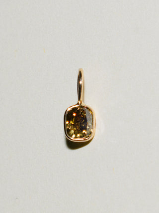 Zesty Yellow-Green Diamond Cushion Cut Charm in Yellow 14k Gold