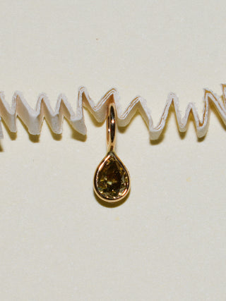 Cantalope Yellow-Green Diamond Teardrop Cut Charm in Yellow 14k Gold