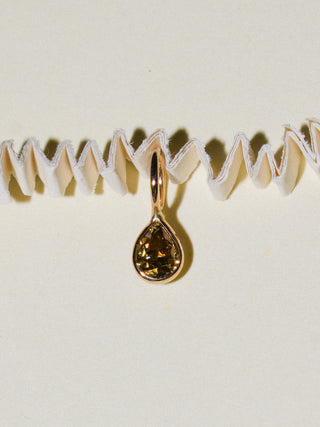 Cantalope Yellow-Green Diamond Teardrop Cut Charm in Yellow 14k Gold