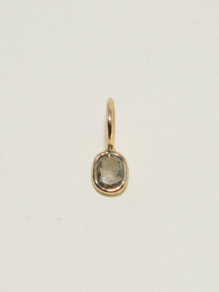 Maybe Gray Diamond Cushion Cut Charm in Yellow 14k Gold